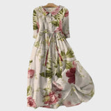 Robe maxi blanc cassé à motif floral