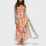 Annalise - Robe maxi imprimée colorée à fente