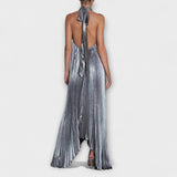 Calliope - Robe maxi métallisée argentée
