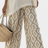 Eduarda - Cremefarbenes elegantes Boho-Chic-Set mit Ikat-Muster