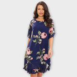 Melin - Schwarzes Chiffonkleid mit Blütenmuster