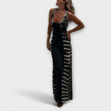 Livia - Schwarz-grünes Tie-Dye-Maxikleid