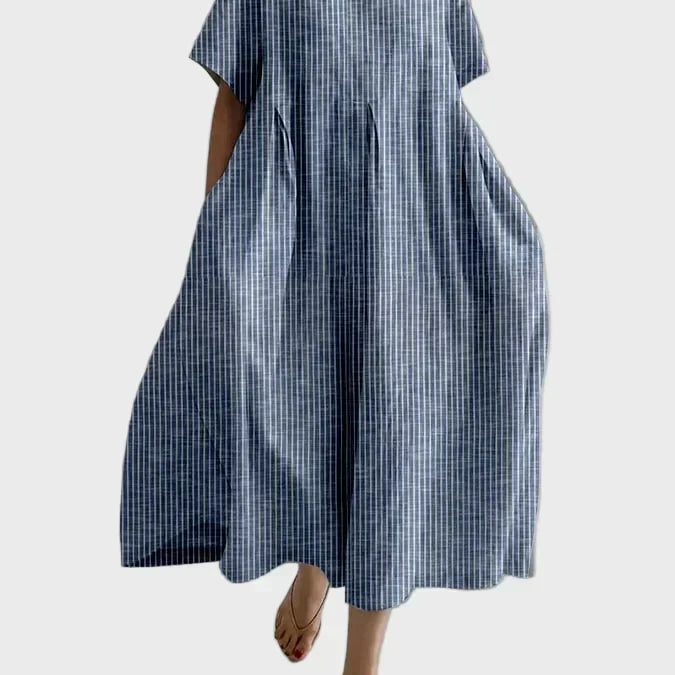 Robe en lin rayée rose poudré