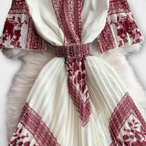Delilah - Rot-weisses Vintage-Kleid mit Stehkragen