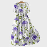 Lavendelblaues Wiesenblumen-Maxikleid