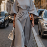 Valentina | Robe Maxi Élégante à Manches Volumineuses