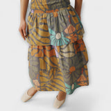 Mehrfarbiges botanisches Midikleid