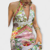Ayla - Robe maxi crème à motif floral