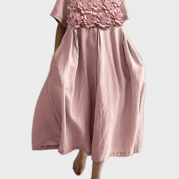 Robe en lin beige à volants