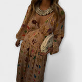 Lauren - Cremefarbenes Kleid mit buntem Tupfenmuster