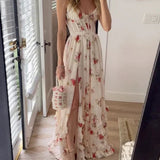 Sónia - Weisses Midikleid mit floralem Muster
