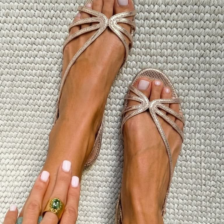 Ginevra | Bequeme Goldene Komfort-Sandalen mit ergonomischem Fußbett
