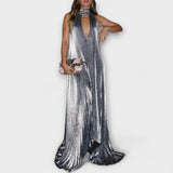 Calliope - Robe maxi métallisée argentée