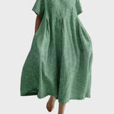 Robe en lin rayée rose poudré