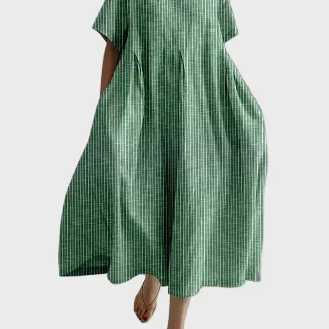 Robe en lin rayée rose poudré