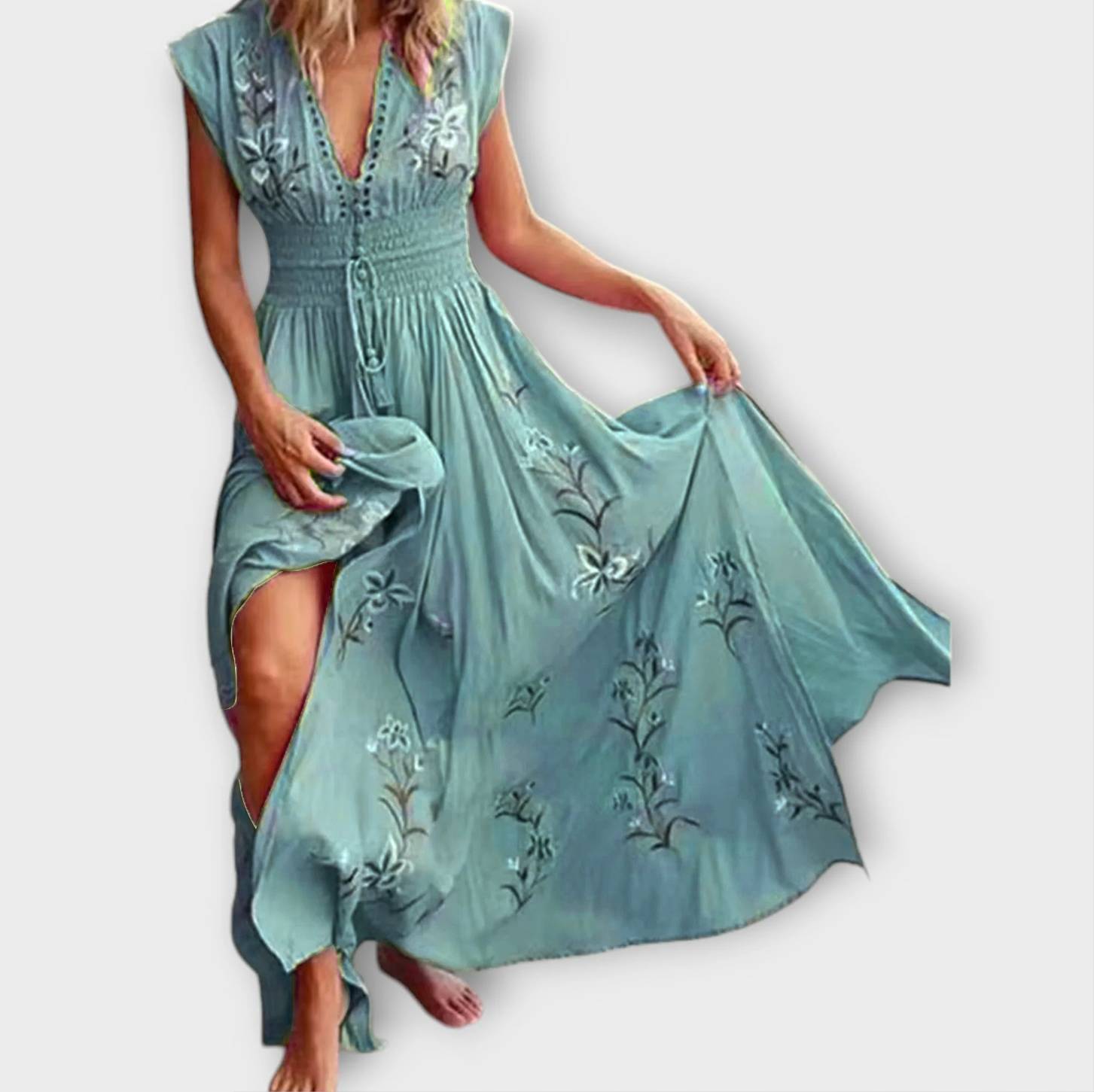 Felizia - Pinkes Boho-Kleid mit Stickereien