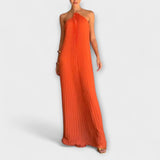 Poppy - Orange Maxikleid mit Plissee