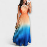 Haven - Gelb-grünes Falten-Maxikleid mit Farbverlauf