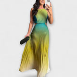 Haven - Gelb-grünes Falten-Maxikleid mit Farbverlauf