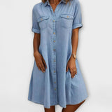 Robe trapèze décontractée bleu jean