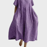 Robe en lin rayée rose poudré