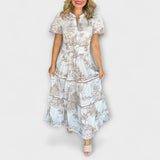 Eliza - Cremefarbenes Toile-Maxikleid mit Spitze