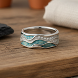 Bague Ondes Turquoises en Argent