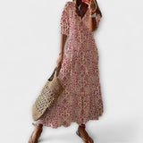 Anna - Robe d'été bohème crème à motif floral