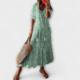 Anna - Robe d'été bohème crème à motif floral
