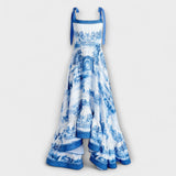Lucia - Blau-weisses Maxikleid mit Tie-Dye