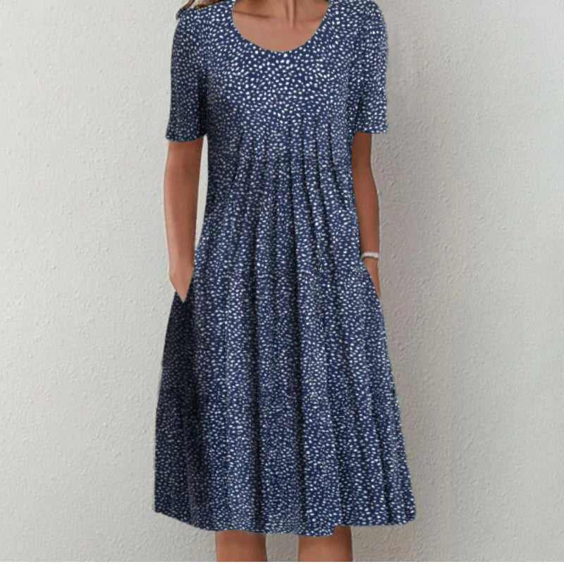 Marta - Weisses Midikleid mit Blütenmuster