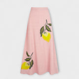 Cosima - Ensemble rose imprimé citron et jupe midi