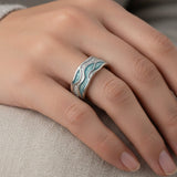 Bague Ondes Turquoises en Argent