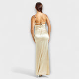 Eira - Cremefarbenes Satin-Kleid mit Rückenschnürung