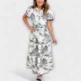 Eliza - Cremefarbenes Toile-Maxikleid mit Spitze
