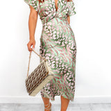 Élina | Robe Midi Satinée à Taille Sculptante