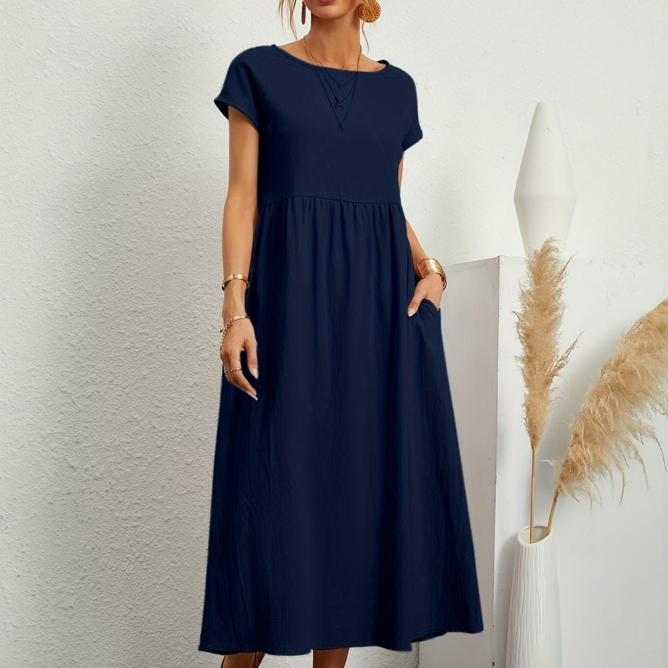 Clara | Robe Midi Fluide à Poches
