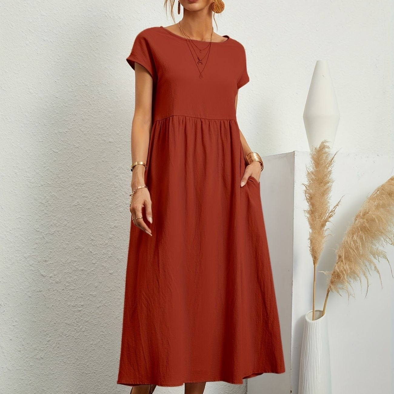 Clara | Robe Midi Fluide à Poches