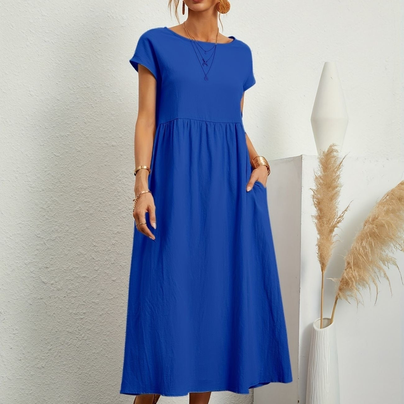 Clara | Robe Midi Fluide à Poches