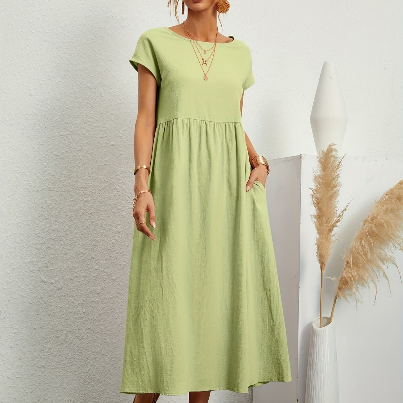 Clara | Robe Midi Fluide à Poches
