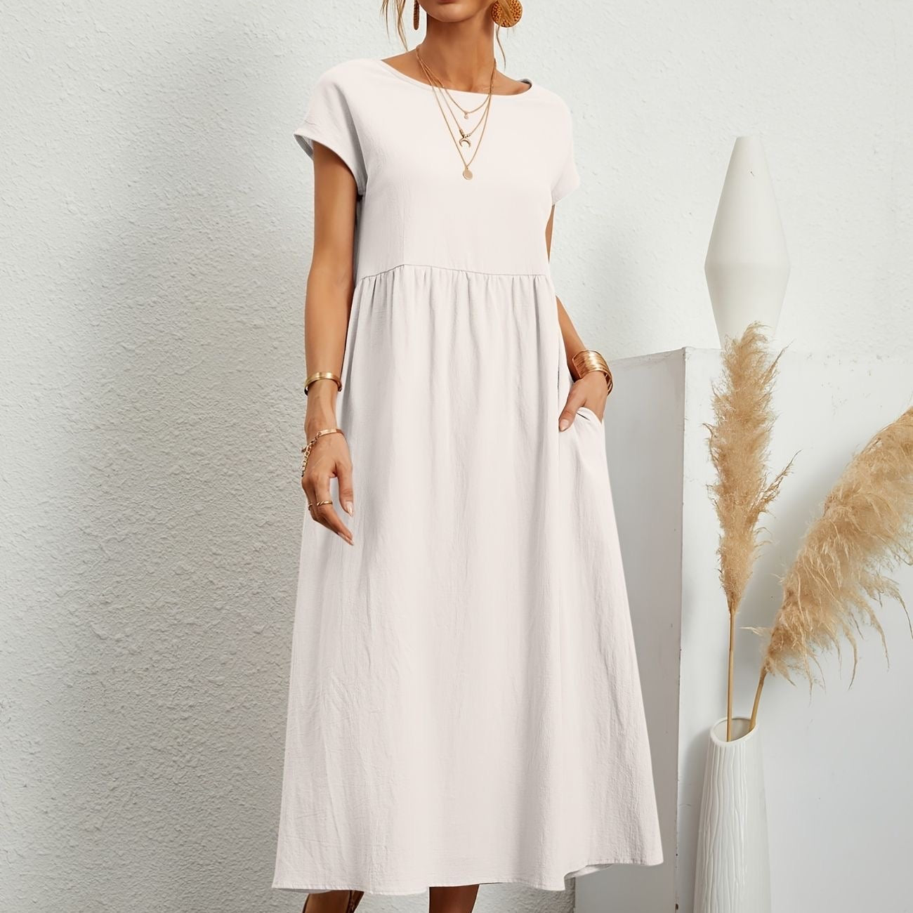 Clara | Robe Midi Fluide à Poches
