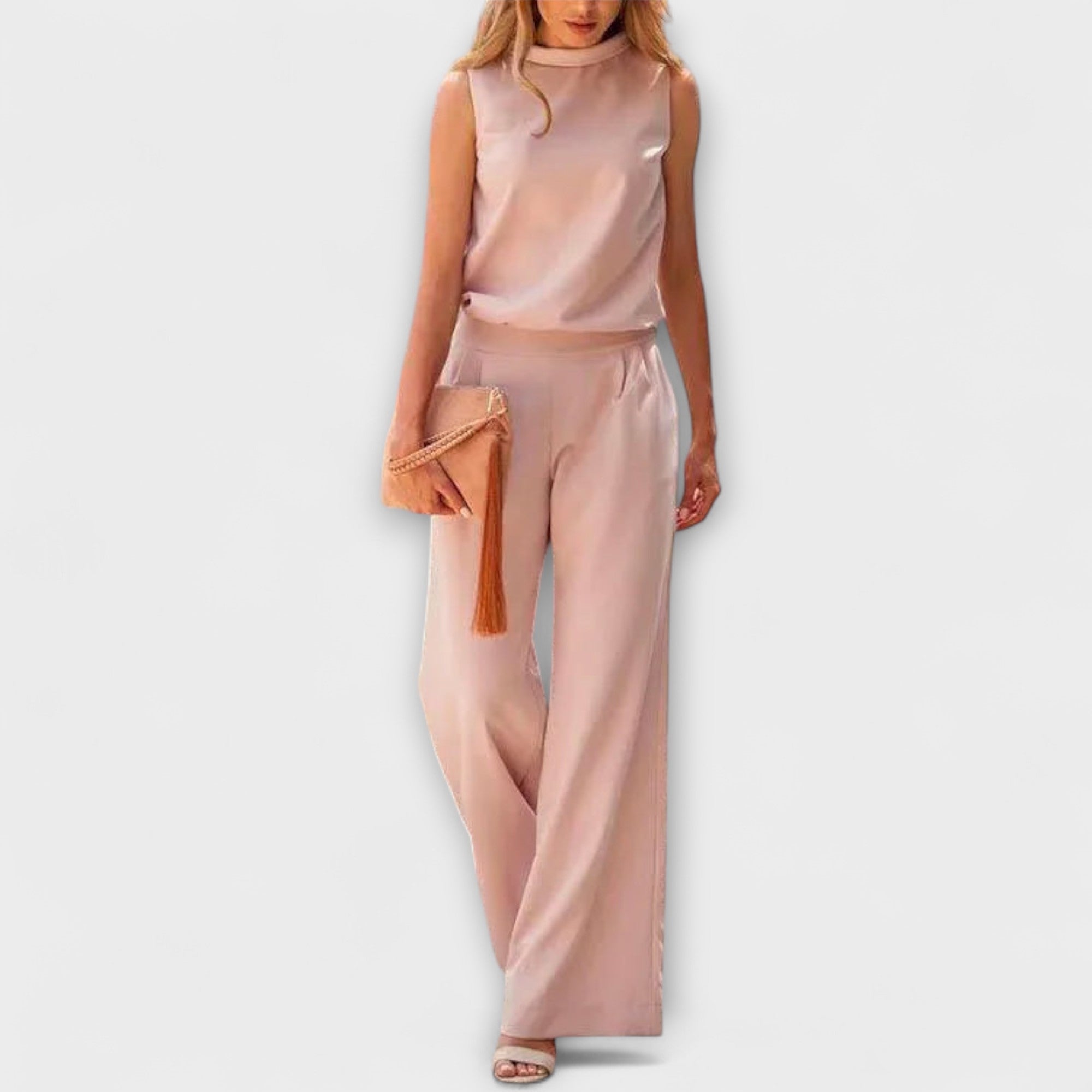Ariana - Ensemble bleu marine à pantalon fluide
