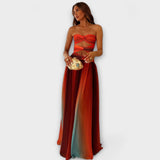 Laney - Buntes trägerloses Maxikleid