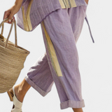 Lorena - Lila Boho-Set aus Leinen und Bambus