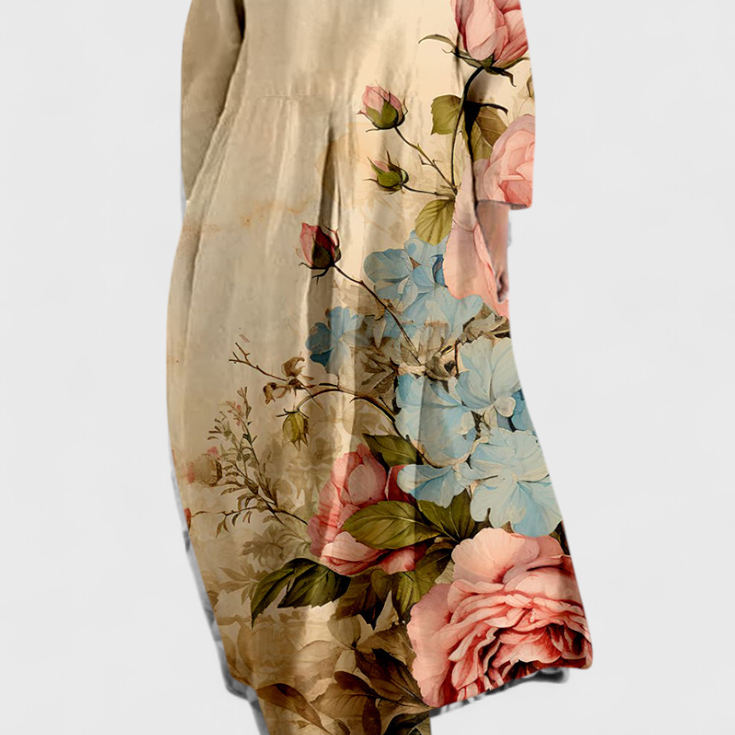 Ana - Robe fluide colorée à motif aquarelle