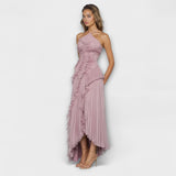 Elisia - Lila ärmelloses Maxikleid mit Rüschen