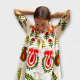 Diona - Weisses Maxikleid mit Blütenmuster