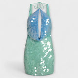 Megan - Mini-Kleid mit Pailletten in Blau und Grün