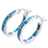 Boucles d’Oreilles Halo à l’Opale de Feu Bleue