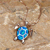 Collier Pendentif Tortue en Opale de Feu Verte Vintage